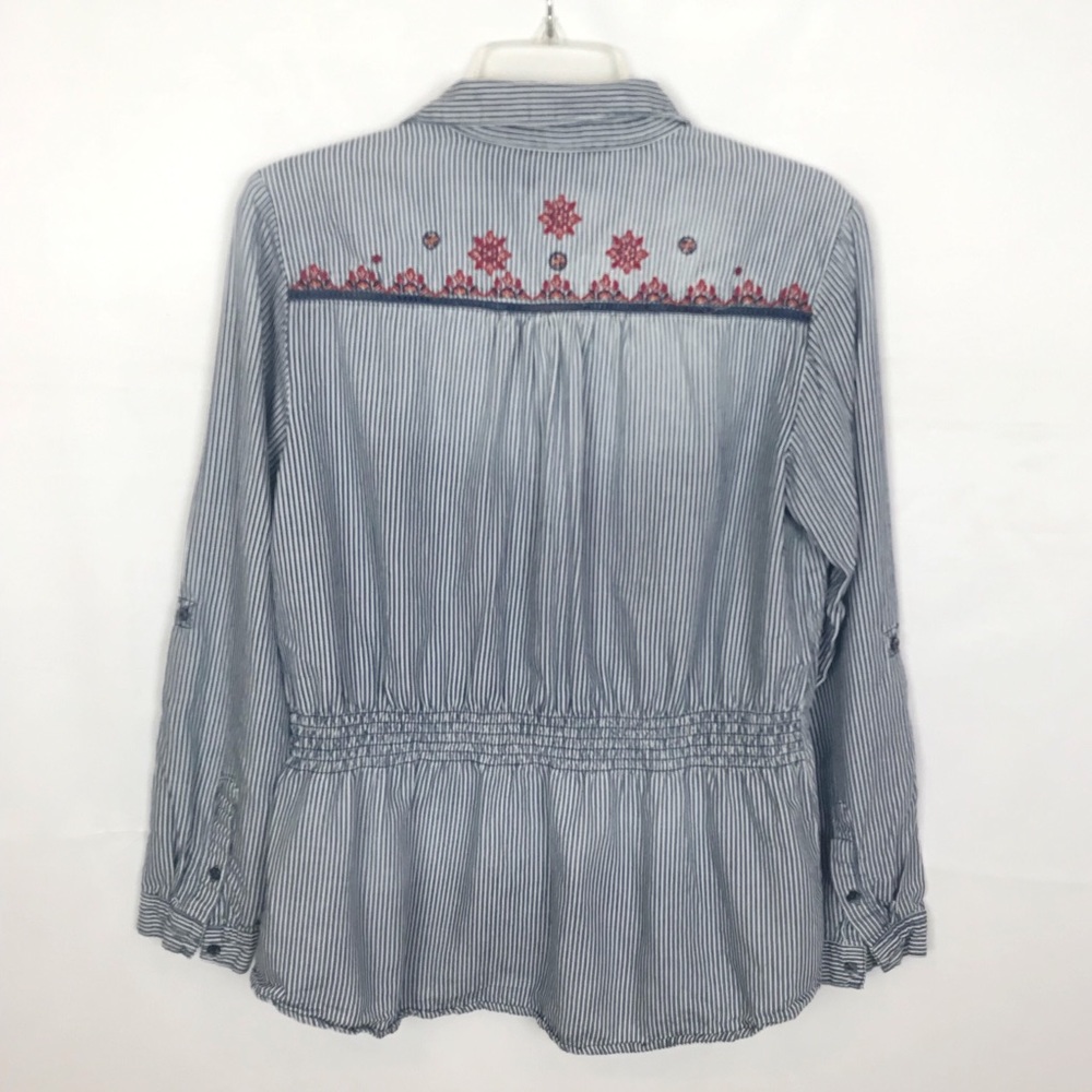 Vintage America Julip Striped Top w/Embroidery-Med - Picture 3 of 7